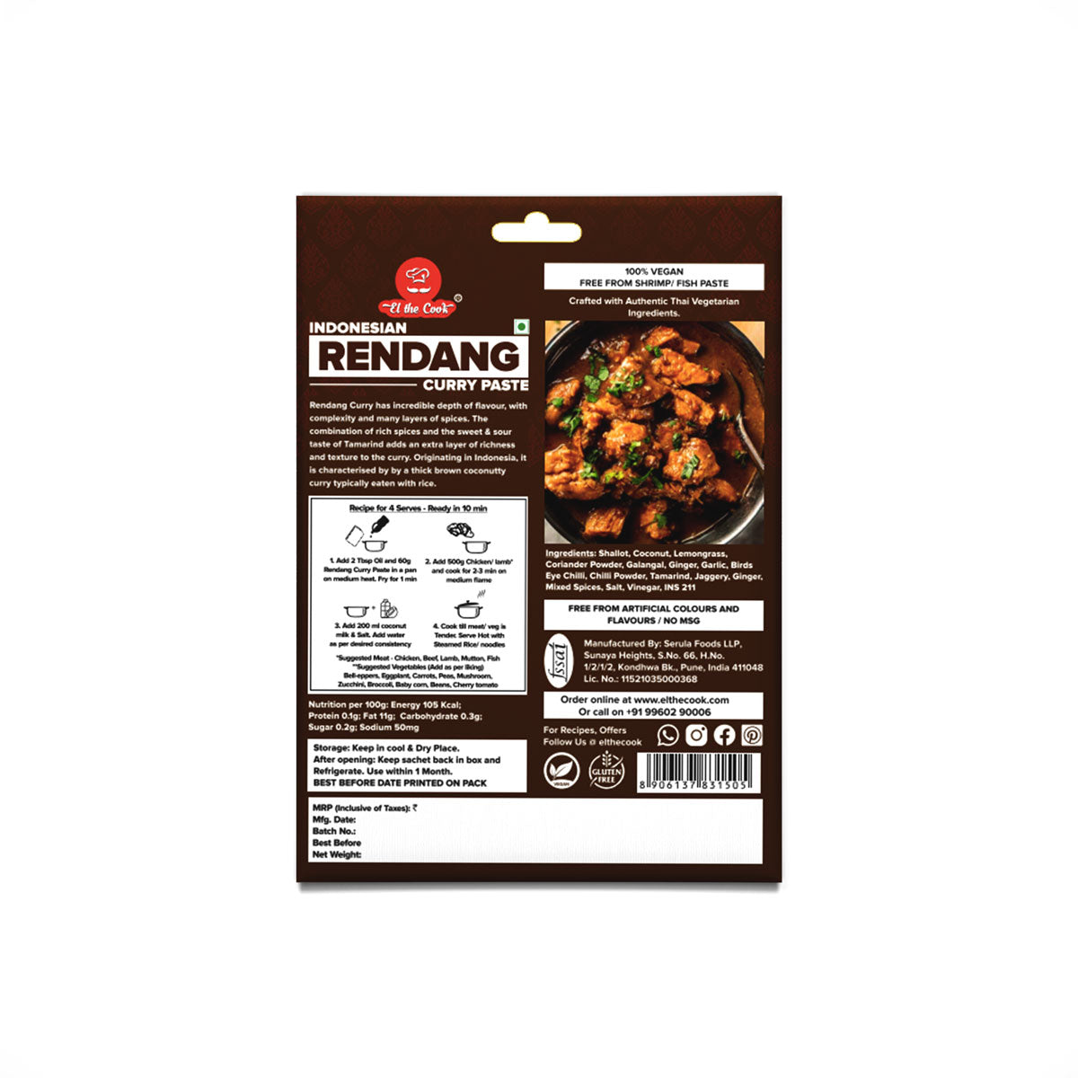 Indonesian Rendang Curry Paste 60g x 2 Pack