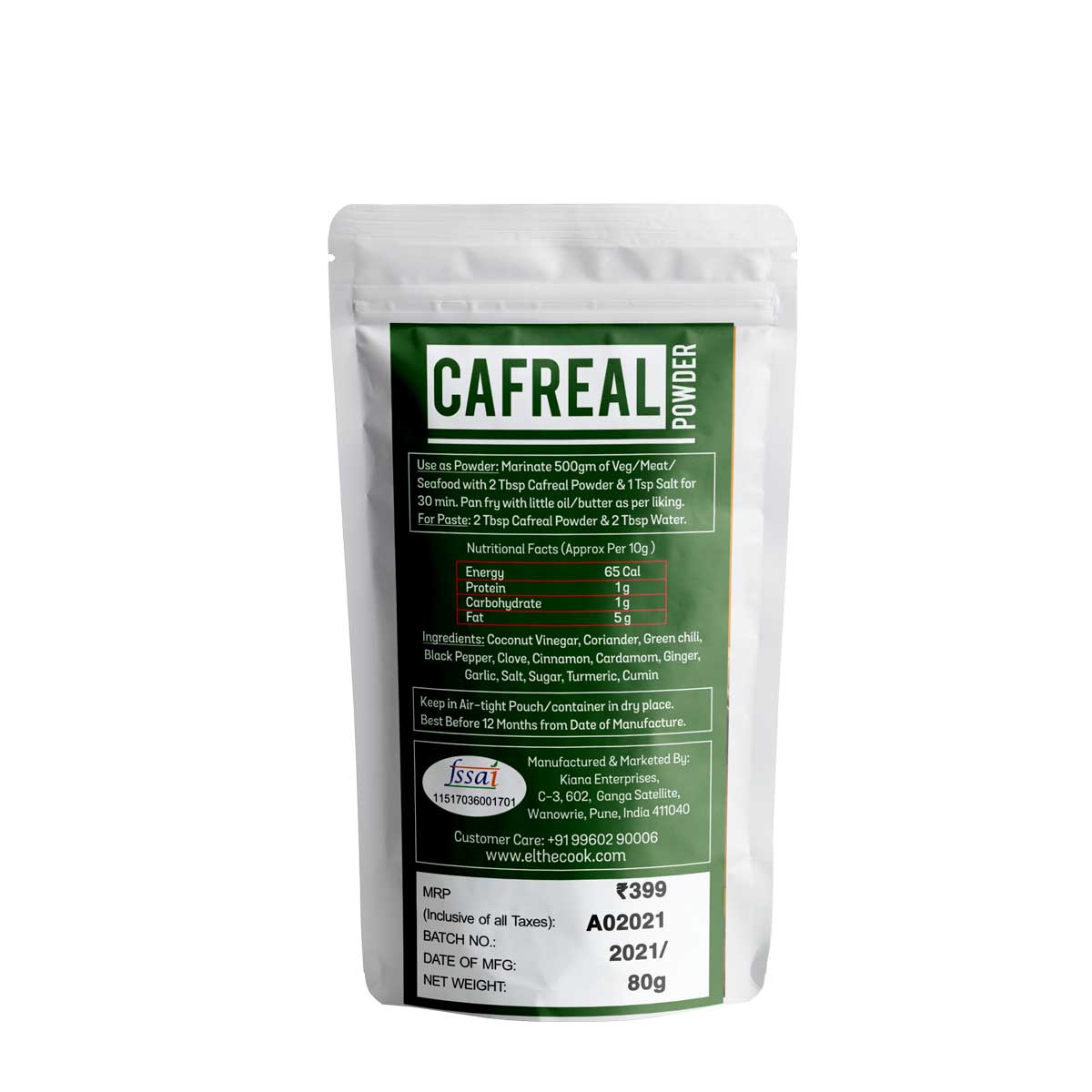 Cafreal Powder 80g | Goan Specials