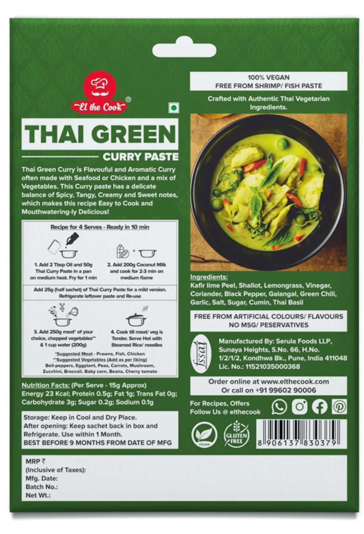 EL THE COOK Green Thai Curry Paste